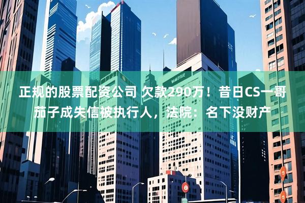 正规的股票配资公司 欠款290万！昔日CS一哥茄子成失信被执行人，法院：名下没财产